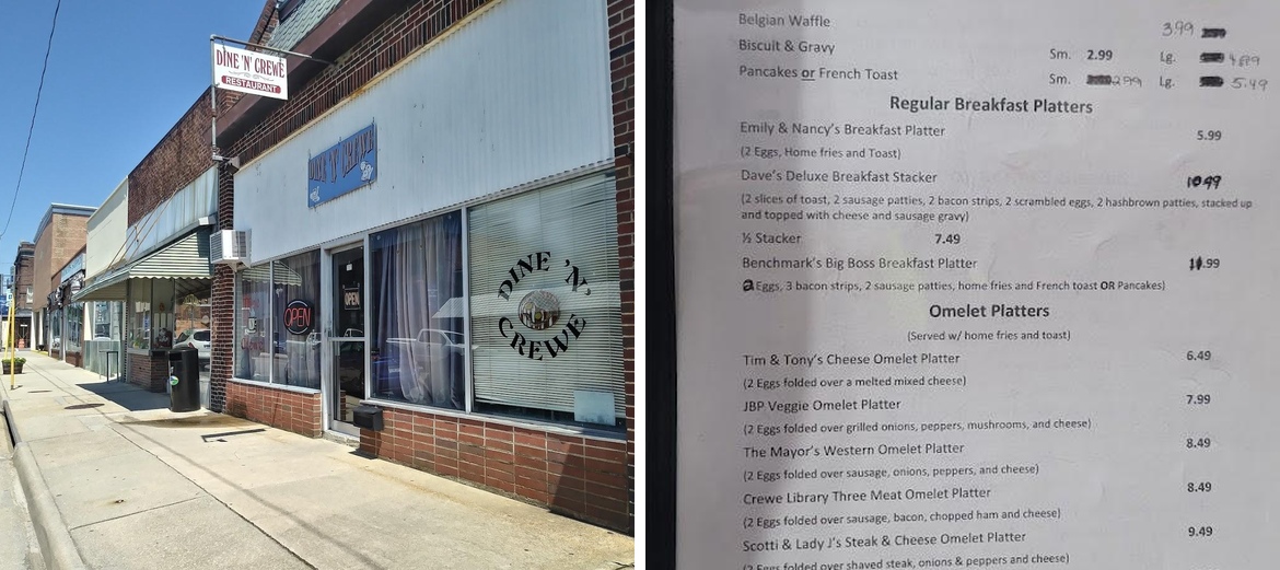 Dine 'N' Crewe Menu